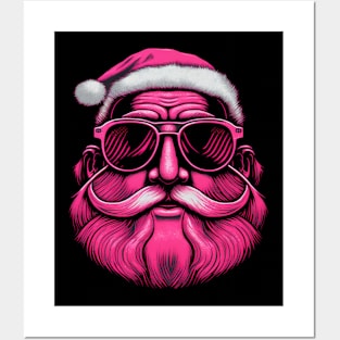 Retro Vintage Pink Santa Claus Posters and Art